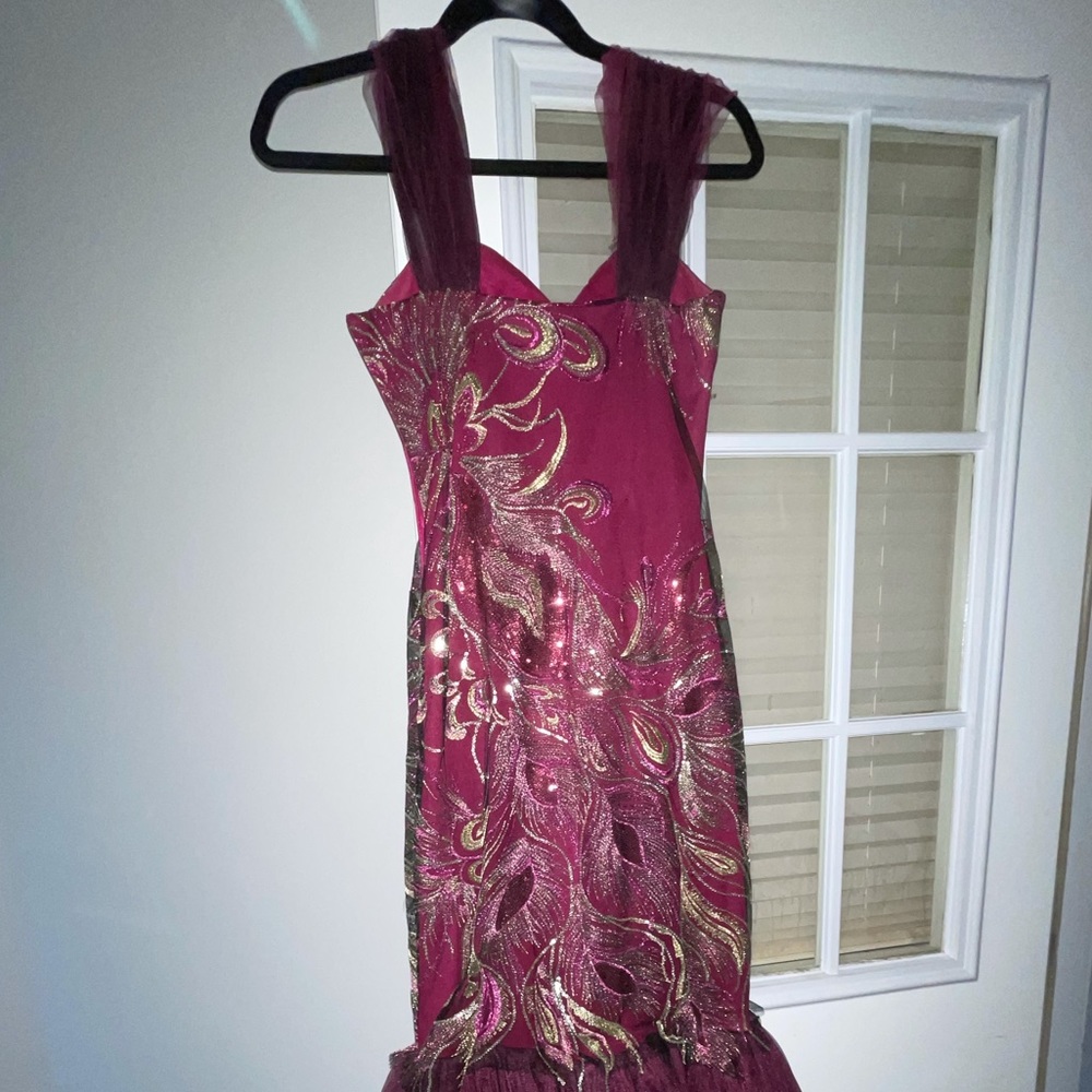 maroon sequins mermaid gown